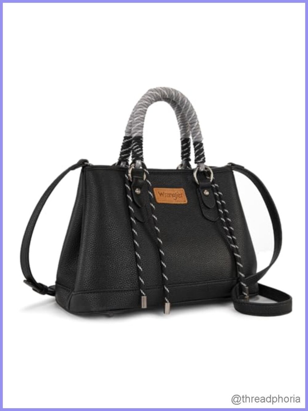 Wrangler Montana West Vegan Leather Satchel Tote Purse Braided Rope Handle